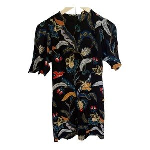 Maje Black Dress with Multicolor Floral Design